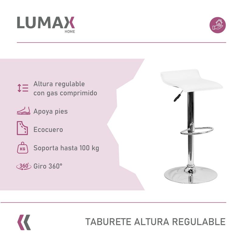 Piso Bar Taburete Rectangular Kai Blanco-1