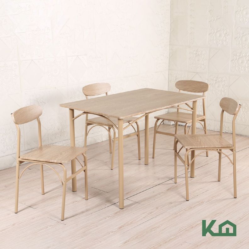 Juego Comedor Mesa + 4 Sillas Madera Champagne-6