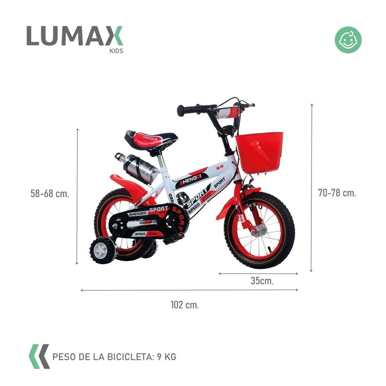 Bicicleta Infantil Lumax Aro 14 Color Rojo-2