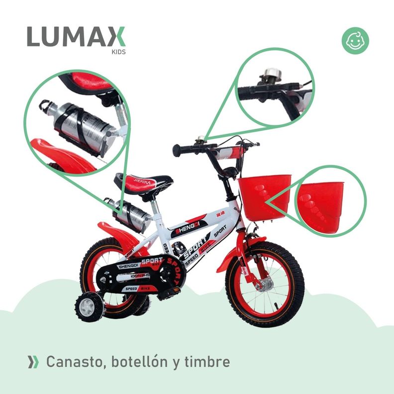 Bicicleta Infantil Lumax Aro 14 Color Rojo-6