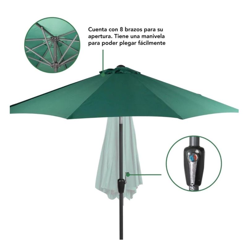 Quitasol Plegable Altura Ajustable Playa Uv Verde-1
