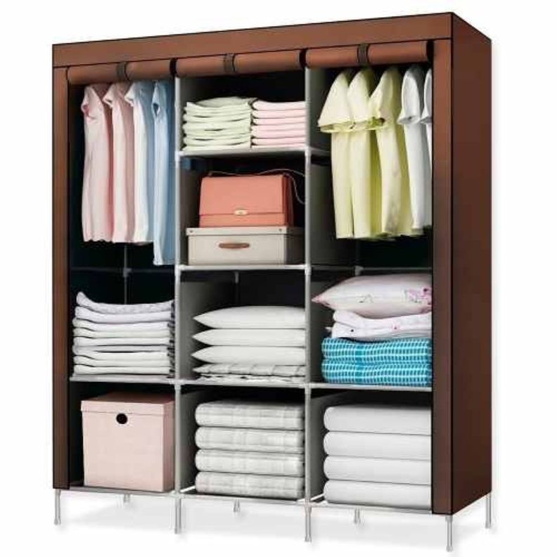 Closet Armable y Portatil de Tela 130x45x175 cm Cafe-0