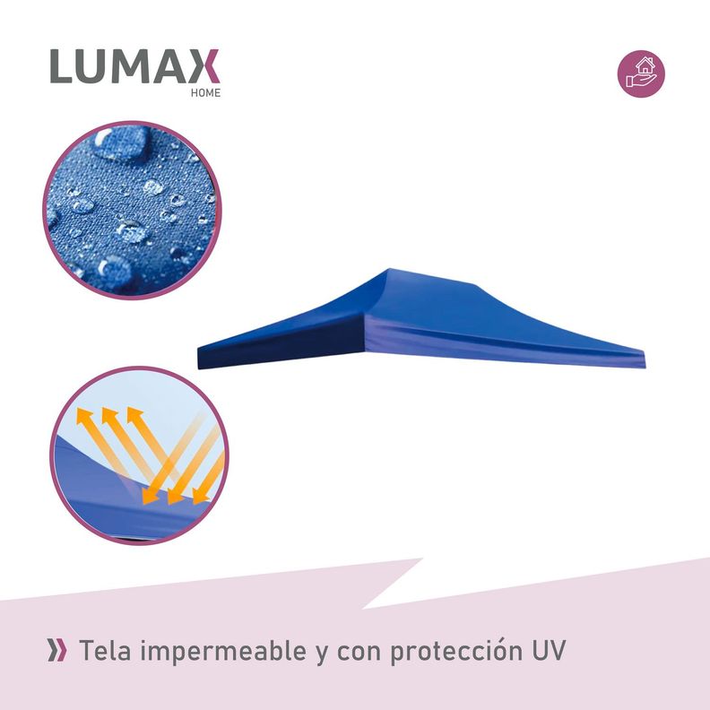 Lona Repuesto Toldo Gazebo Azul Proteccion UV 3x3-5