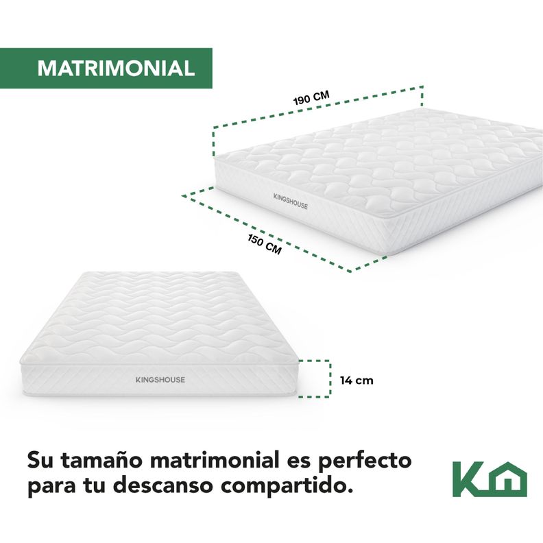 Colchon 2 Plazas Resortes Kingshouse 150x190x16cm-4