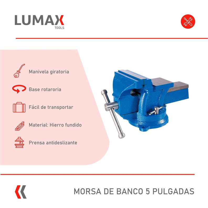 Morsa Prensa Tornillo de Banco Lumax 5 Pulgadas-1