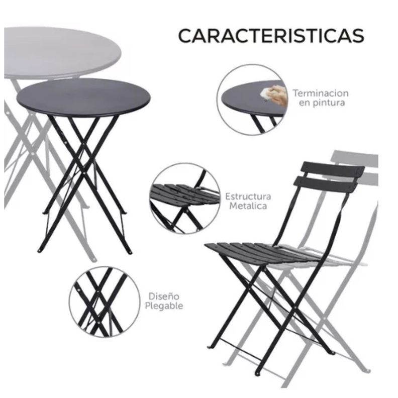 Set De 3 Piezas Para Jardin Mesa Y Sillas Para Exteriores-1