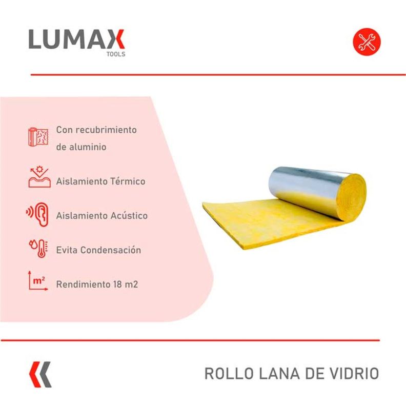 Rollo Lana de Vidrio Foil Aluminio 30mm Rinde 18mts2-1