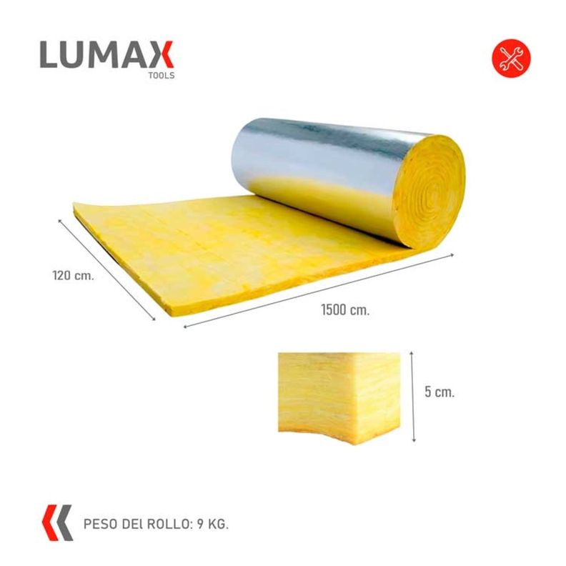 Rollo Lana de Vidrio Foil Aluminio 30mm Rinde 18mts2-2