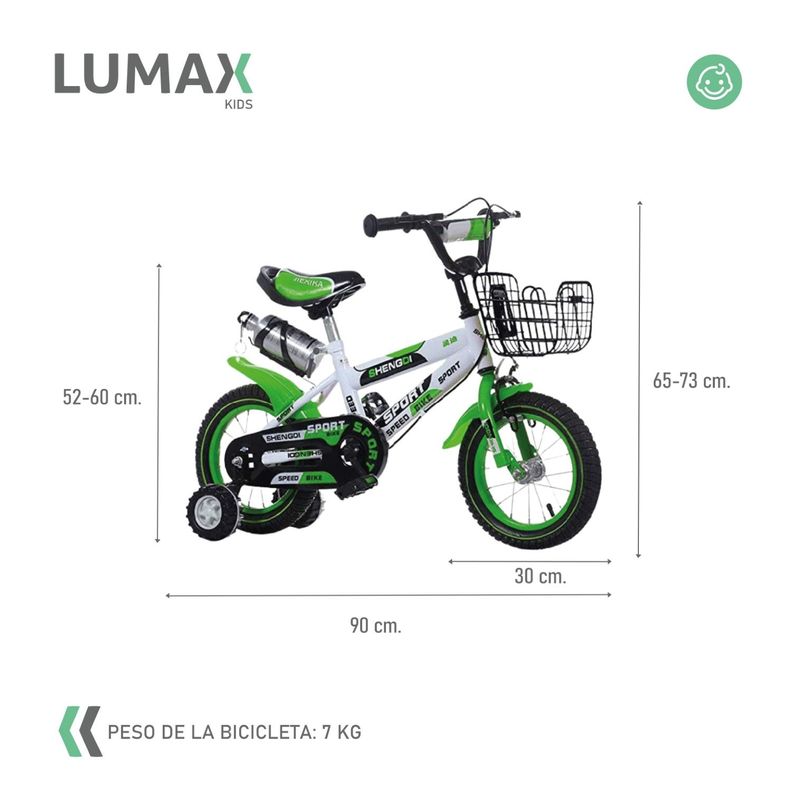 Bicicleta Infantil Lumax Aro 12 Azul Con Rueditas-2