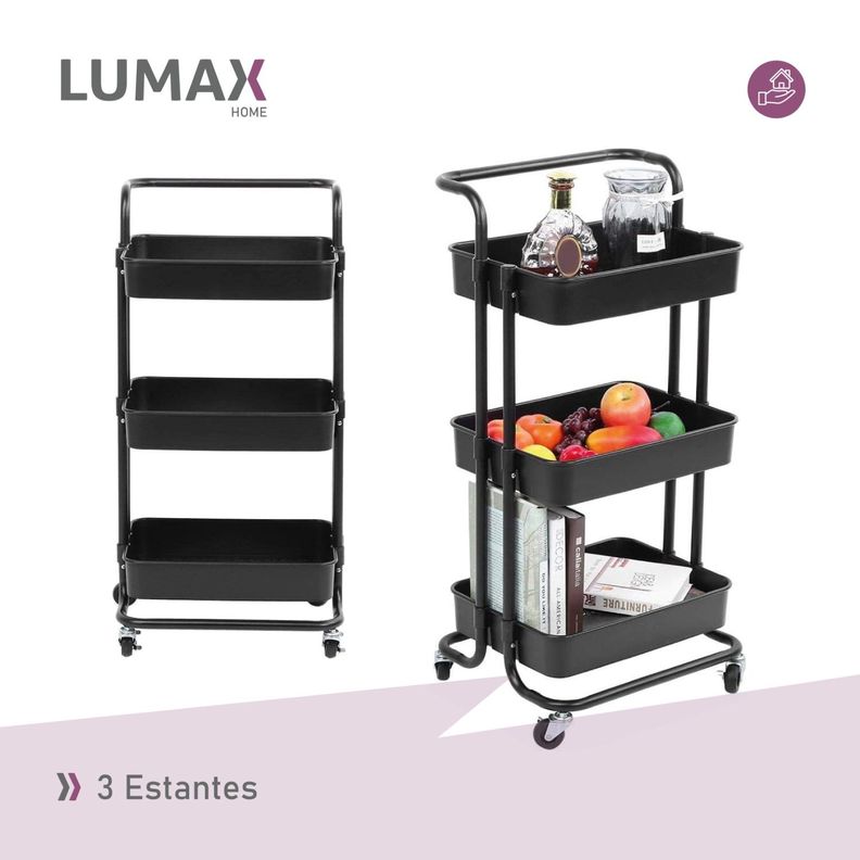 Carrito Organizador 3 Niveles Lumax con Ruedas Negro-5