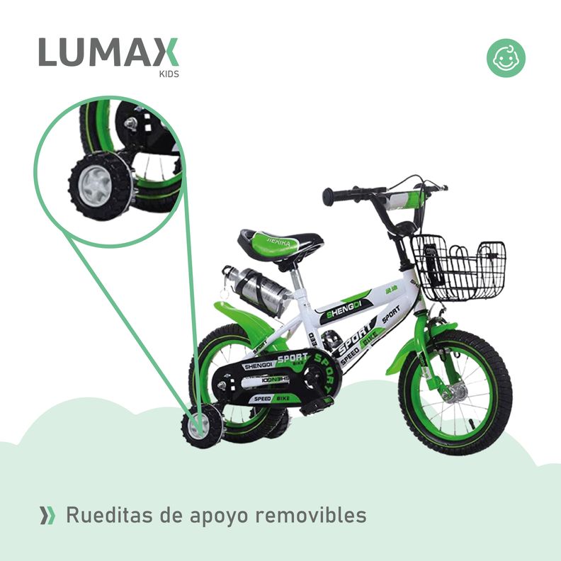 Bicicleta Infantil Lumax Aro 14 Color Verde-5