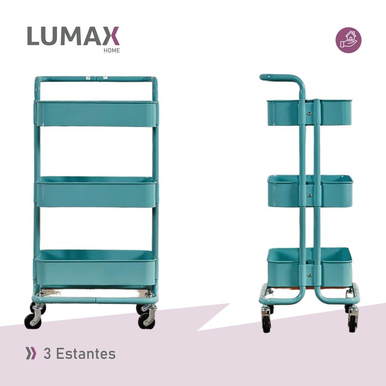 Carrito Organizador 3 Niveles Lumax con Ruedas Verde-5