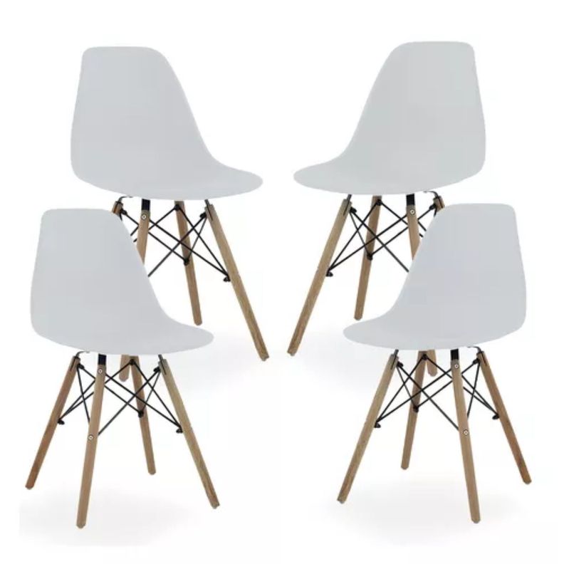 Pack x4 Sillas Eames Blanca Moderna Ergonomica-0