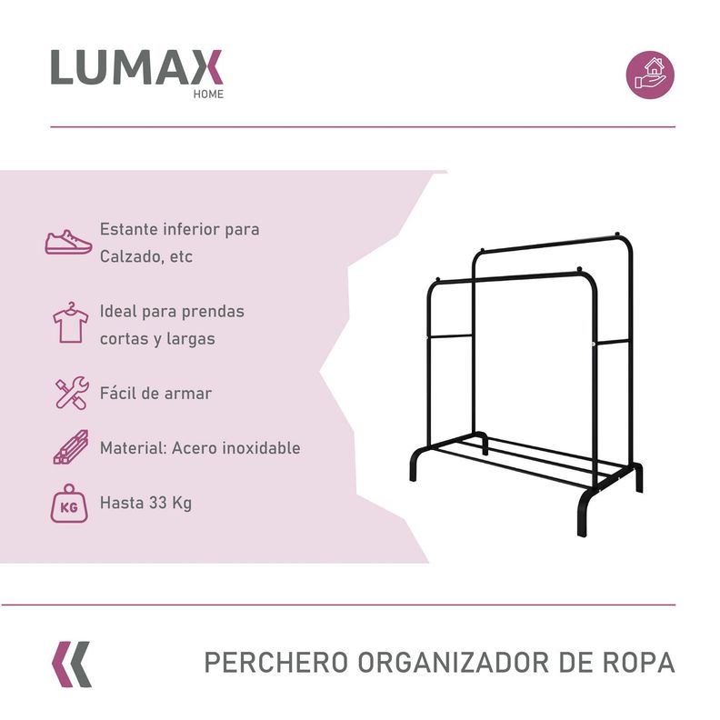 Perchero Organizador de Ropa Closet Hogar de Metal-1