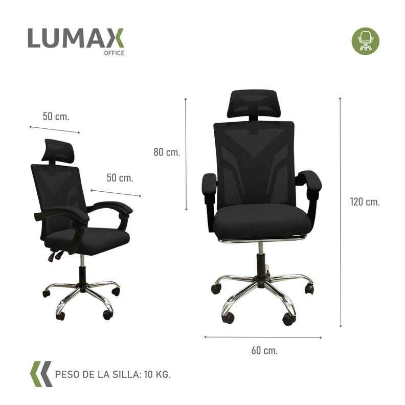 Silla Ejecutiva Escritorio Ergonomica Lumax Clyde Negra-2