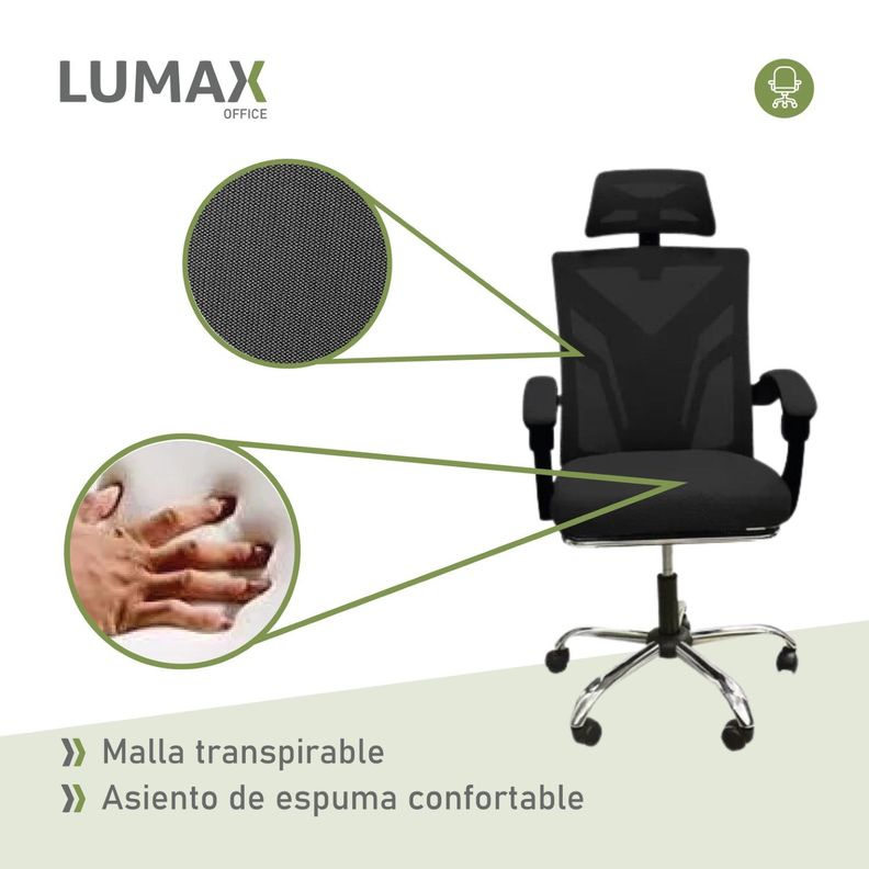 Silla Ejecutiva Escritorio Ergonomica Lumax Clyde Negra-5