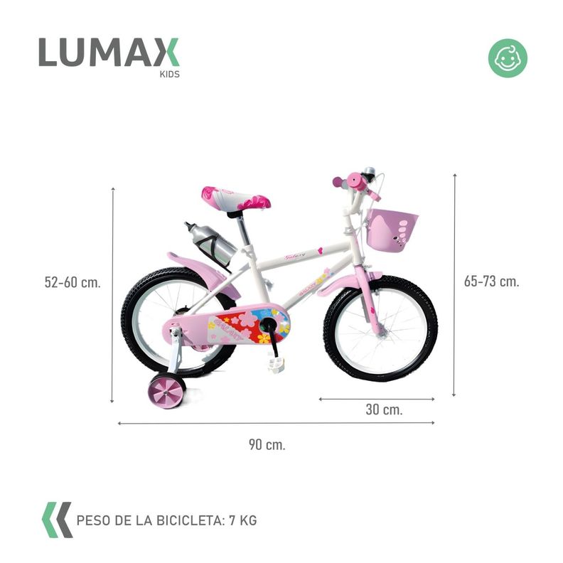 Bicicleta Infantil Lumax Aro 12 Rosado Con Rueditas-2