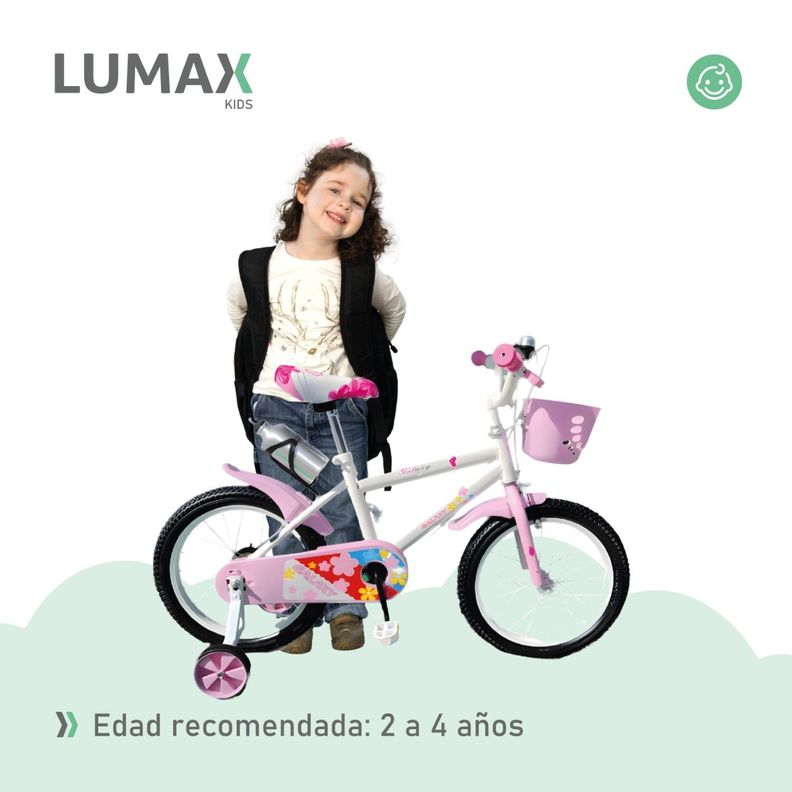 Bicicleta Infantil Lumax Aro 12 Rosado Con Rueditas-4