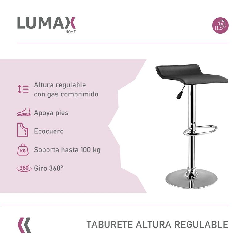 Piso Bar Taburete Rectangular Kai Negro-1