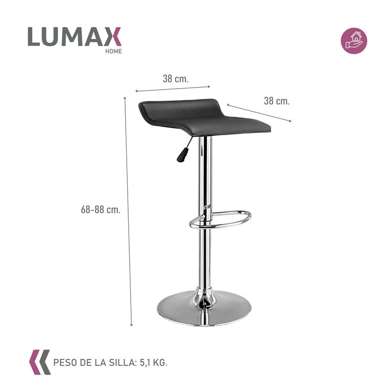Piso Bar Taburete Rectangular Kai Negro-2