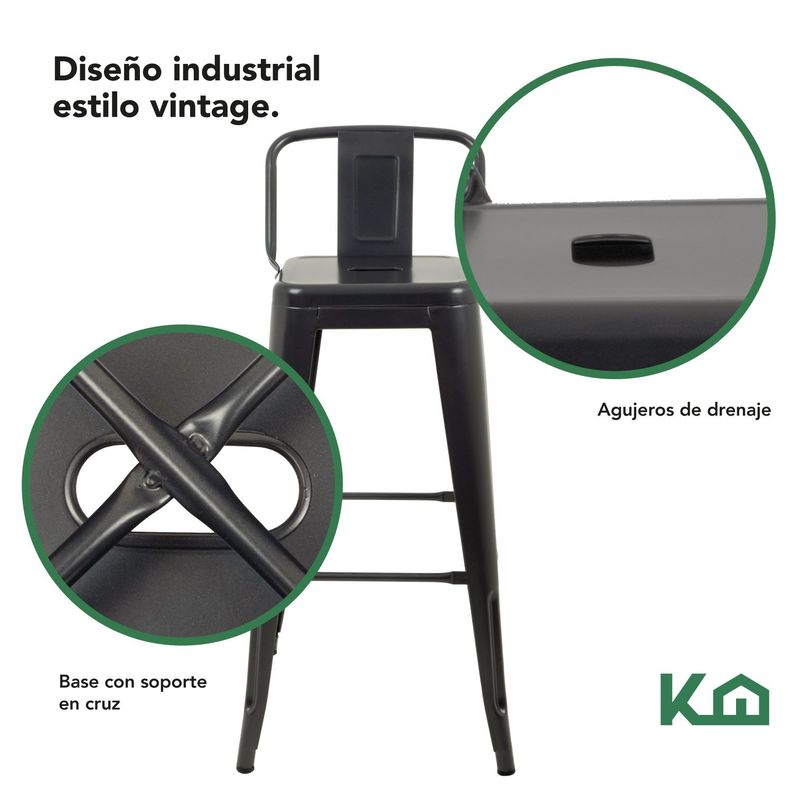 Piso Bar Silla Tolix Con Respaldo Bronce-2