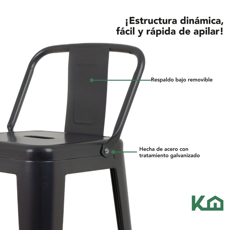 Piso Bar Silla Tolix Con Respaldo Bronce-3