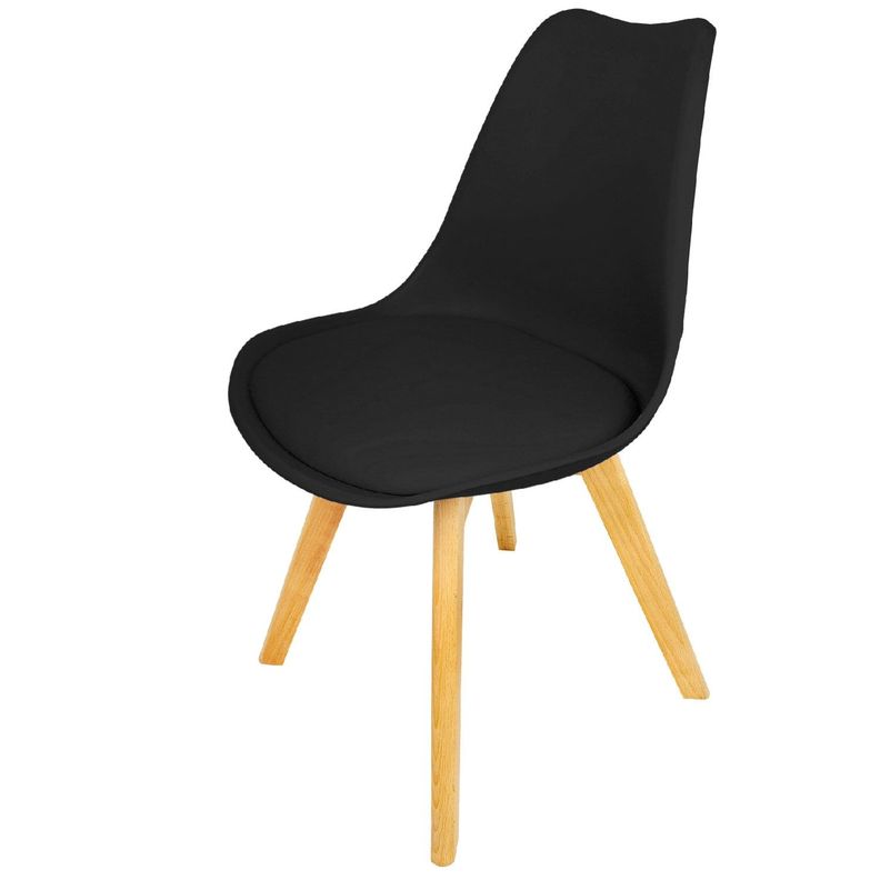 Silla Comedor Moderna Eames Tulipan Negra Patas Madera-0