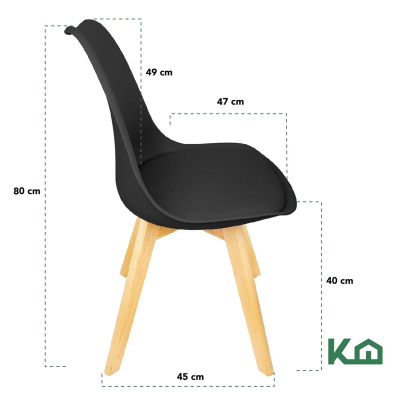 Silla Comedor Moderna Eames Tulipan Negra Patas Madera-3