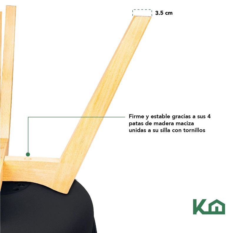 Silla Comedor Moderna Eames Tulipan Negra Patas Madera-4