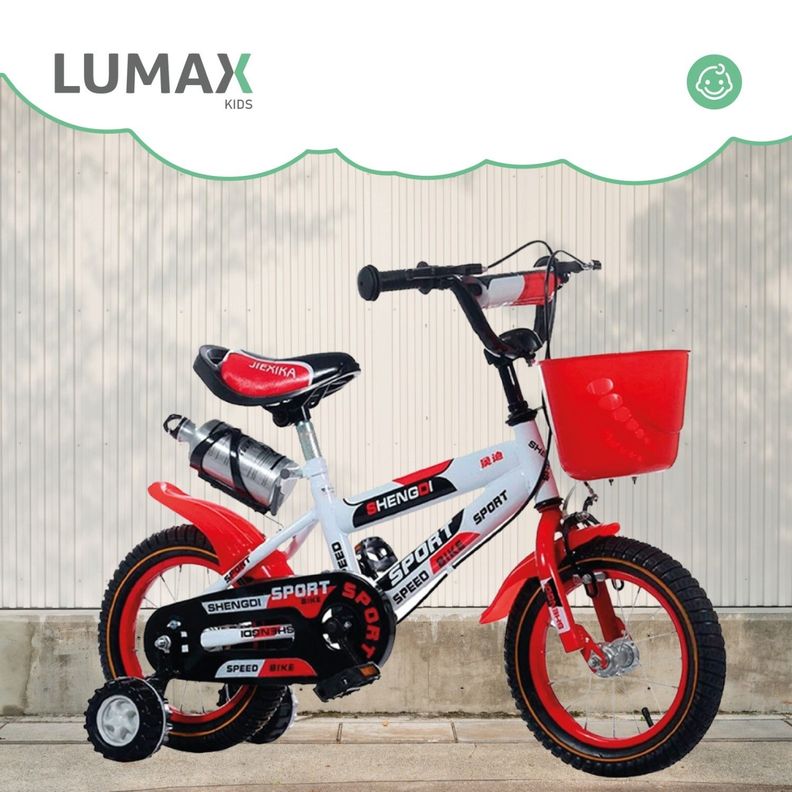 Bicicleta Infantil Lumax Aro 12 Rojo Con Rueditas-3