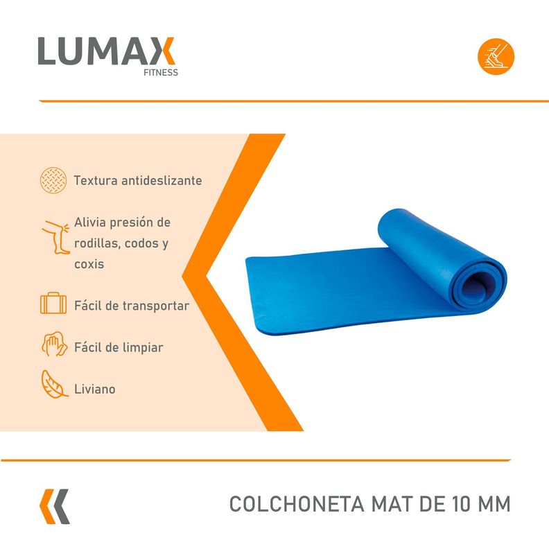 Colchoneta Mat Yoga Pilates Ejercicio 10 mm Azul-1