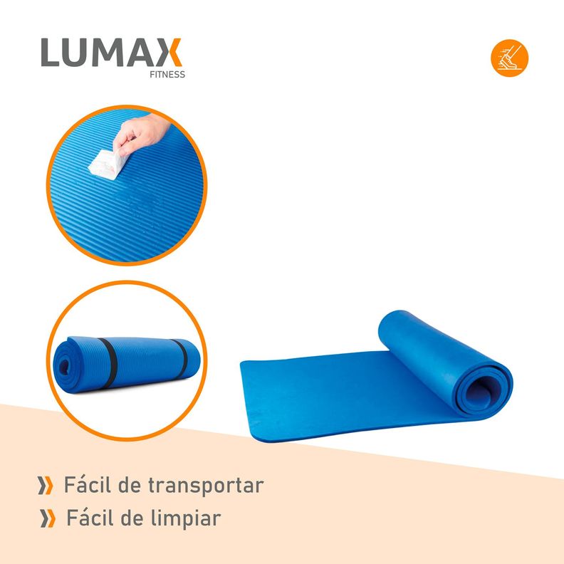 Colchoneta Mat Yoga Pilates Ejercicio 10 mm Azul-5