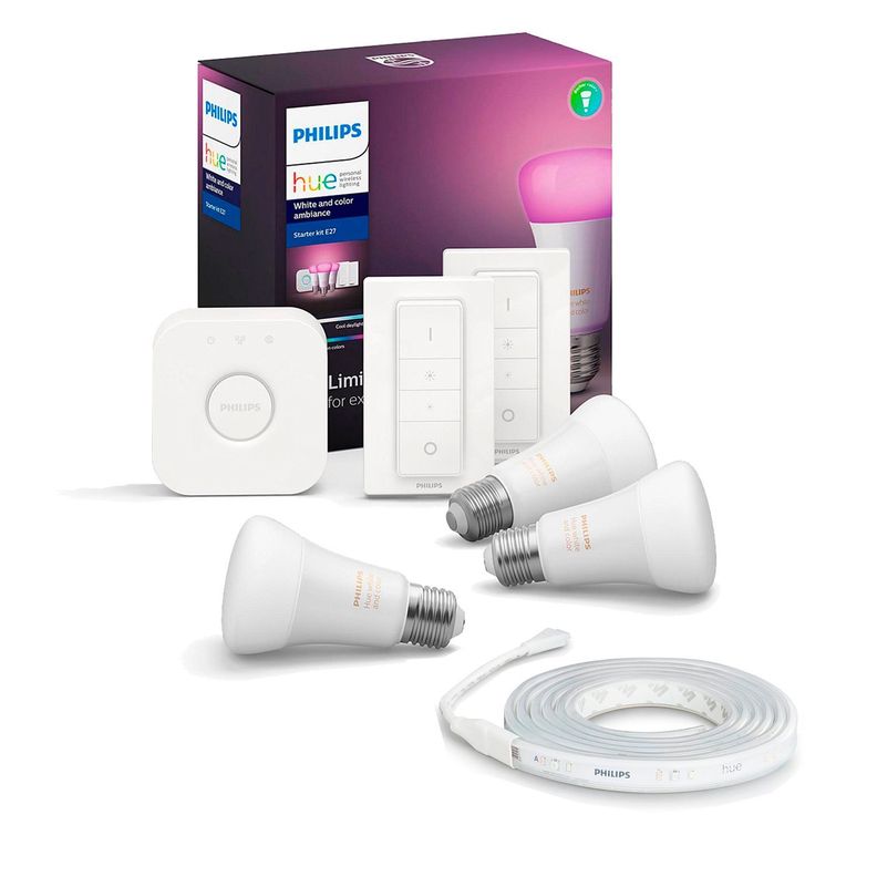 Kit Inicio Philips Hue Colores + 1 Tira LED Hue 2 Metros-0