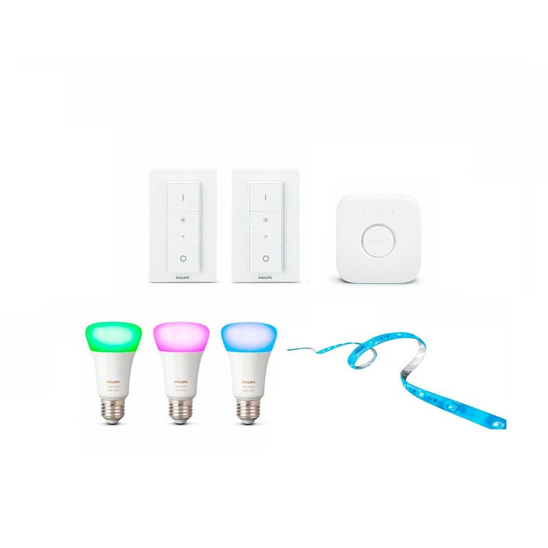 Kit Inicio Philips Hue Colores + 1 Tira LED Hue 2 Metros-1