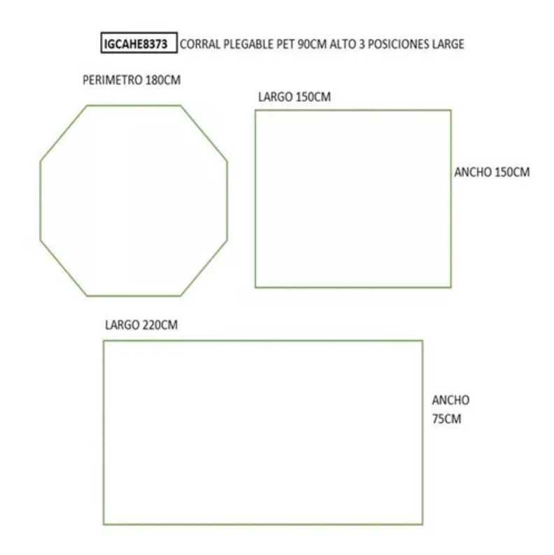 Corral Plegable Pet 90cm Alto 3 Posiciones L (large)-4