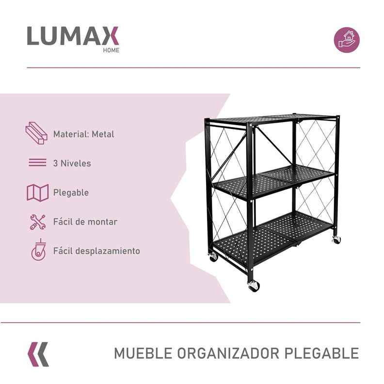 Estante Plegable Organizador 3 Niveles Con Ruedas-1