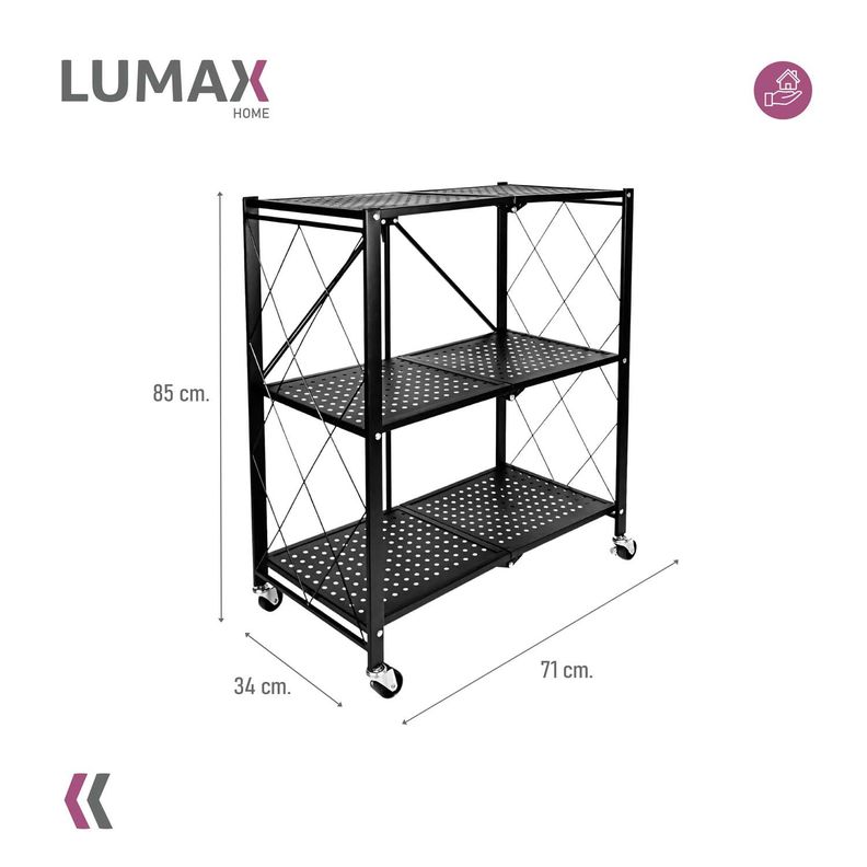 Estante Plegable Organizador 3 Niveles Con Ruedas-2