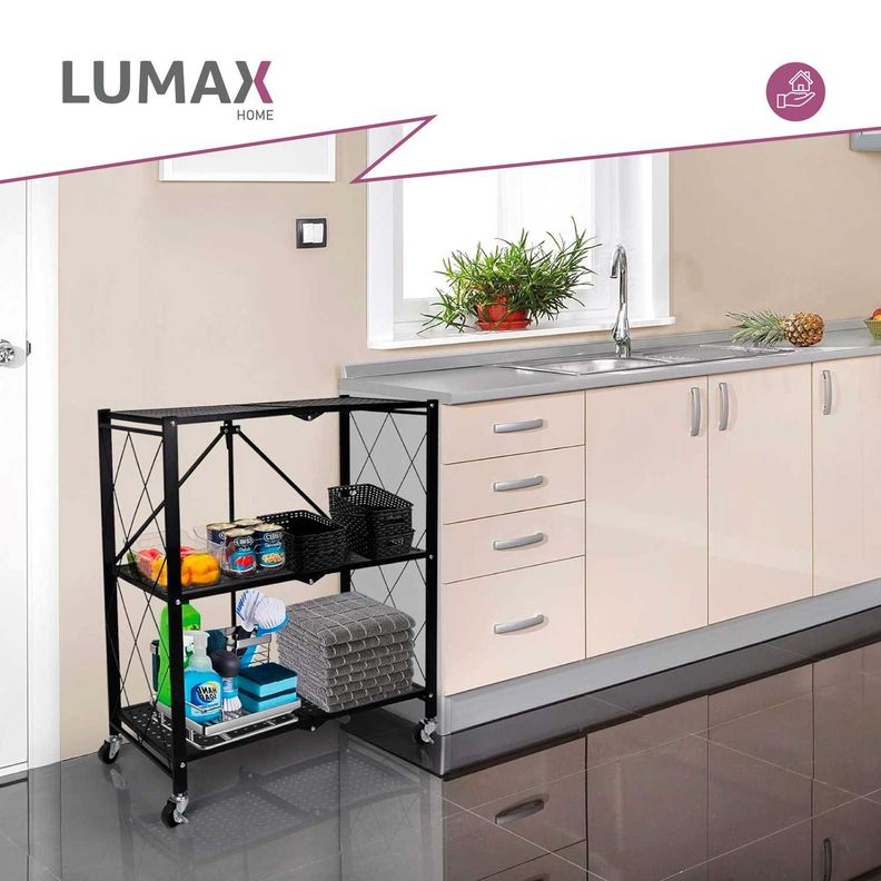 Estante Plegable Organizador 3 Niveles Con Ruedas-3