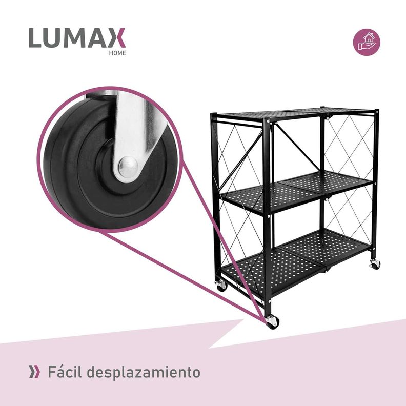 Estante Plegable Organizador 3 Niveles Con Ruedas-4