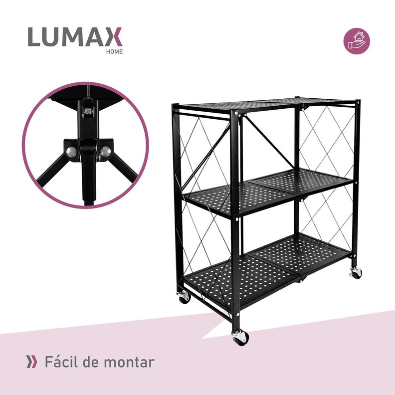 Estante Plegable Organizador 3 Niveles Con Ruedas-5