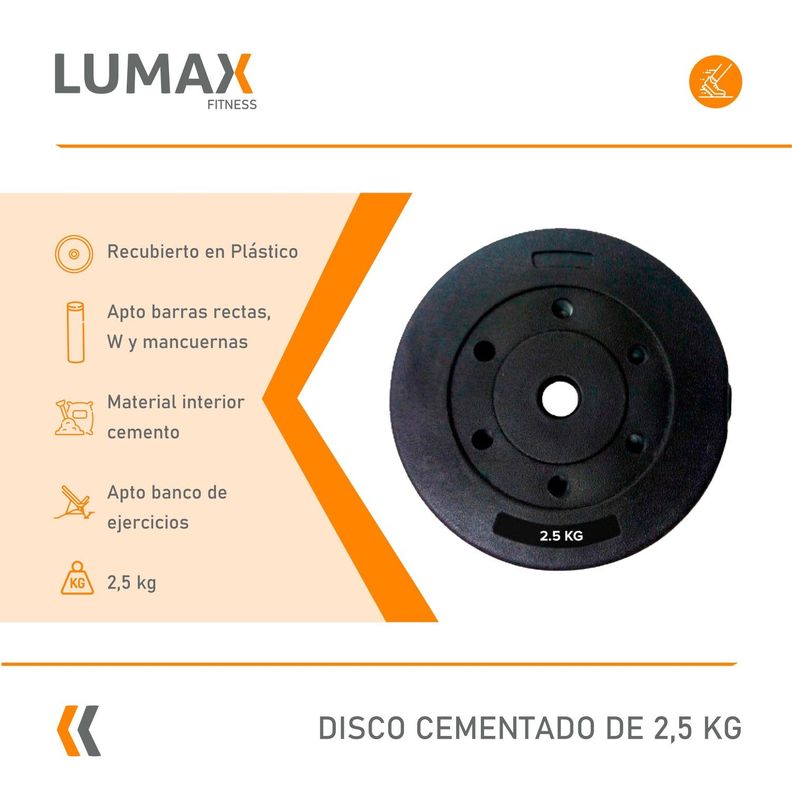 Disco Cementado Para Barra Mancuernas O Banco 2.5kg-1