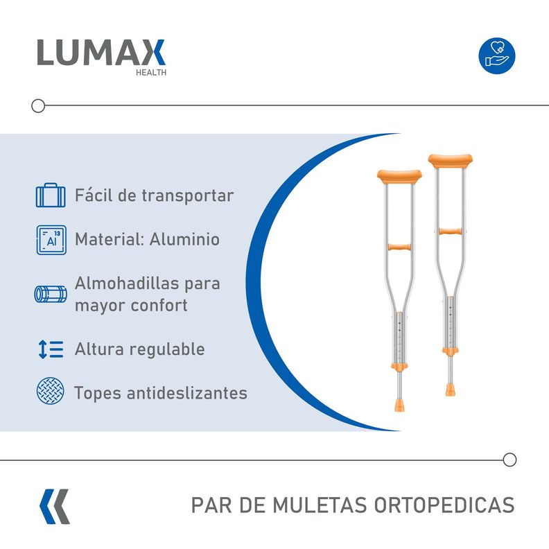 Par Muletas Ortopedicas de Aluminio Altura Regulable-1
