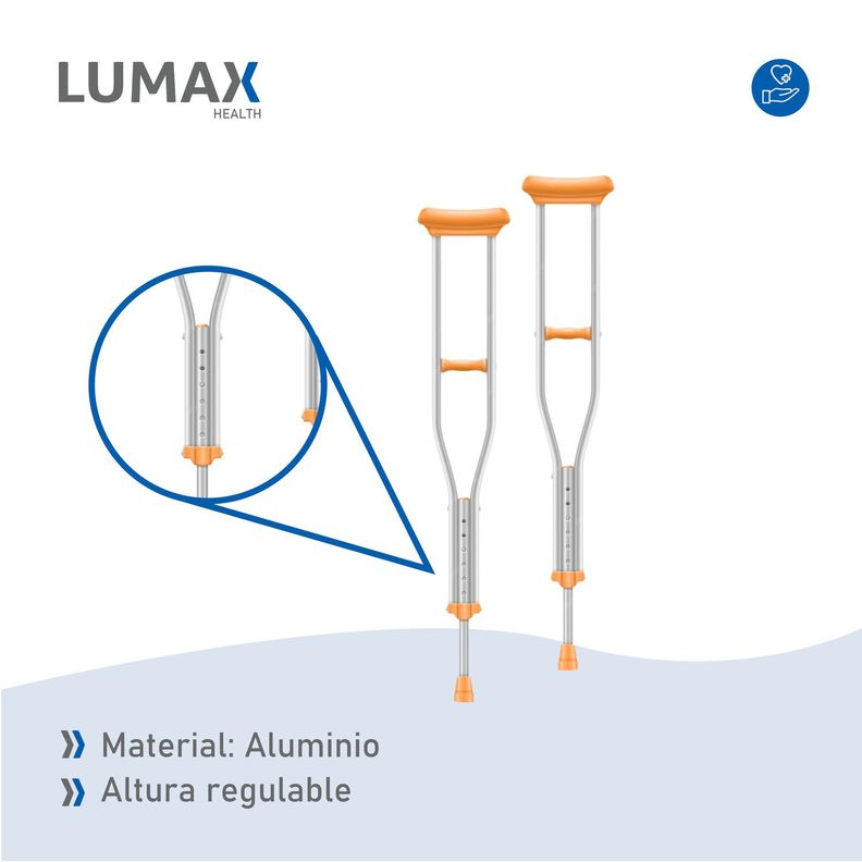Par Muletas Ortopedicas de Aluminio Altura Regulable-5