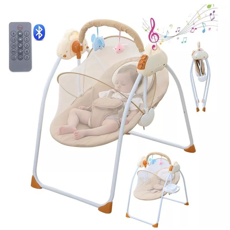 Silla Cuna Mecedora Electrica Con Mosquitero Y Musica Bebe-1