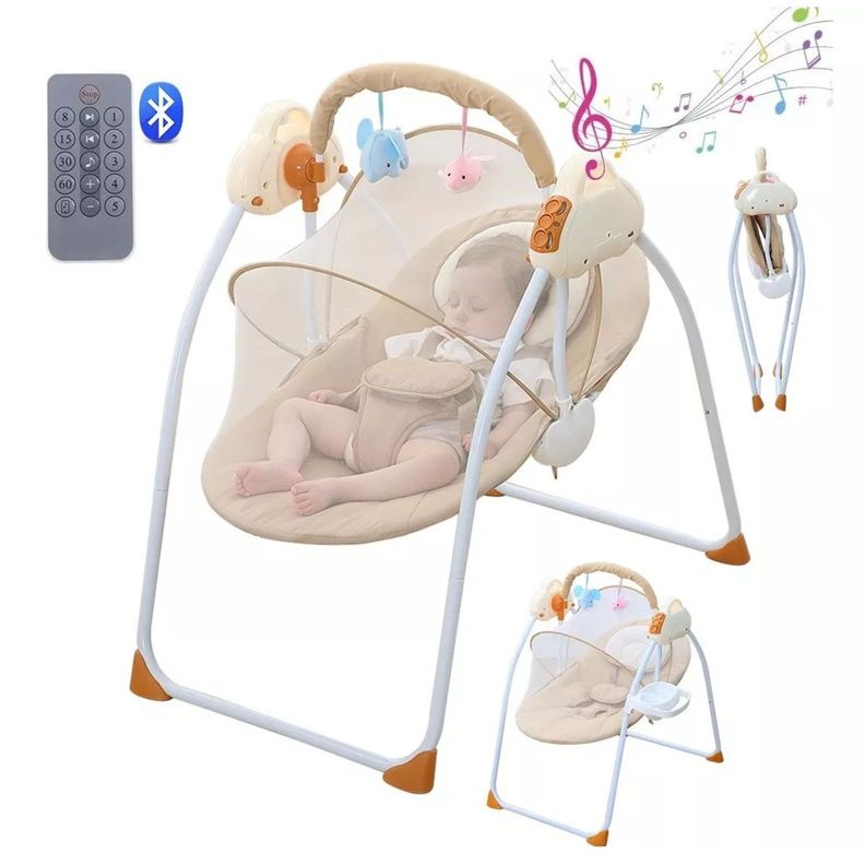 Silla Cuna Mecedora Electrica Con Mosquitero Y Musica Bebe-5