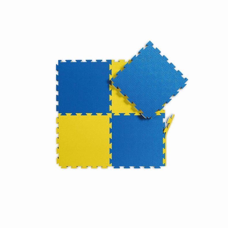 Set 10 Tatami Goma Eva 100x100x2cm Azul Y Amarillo-0