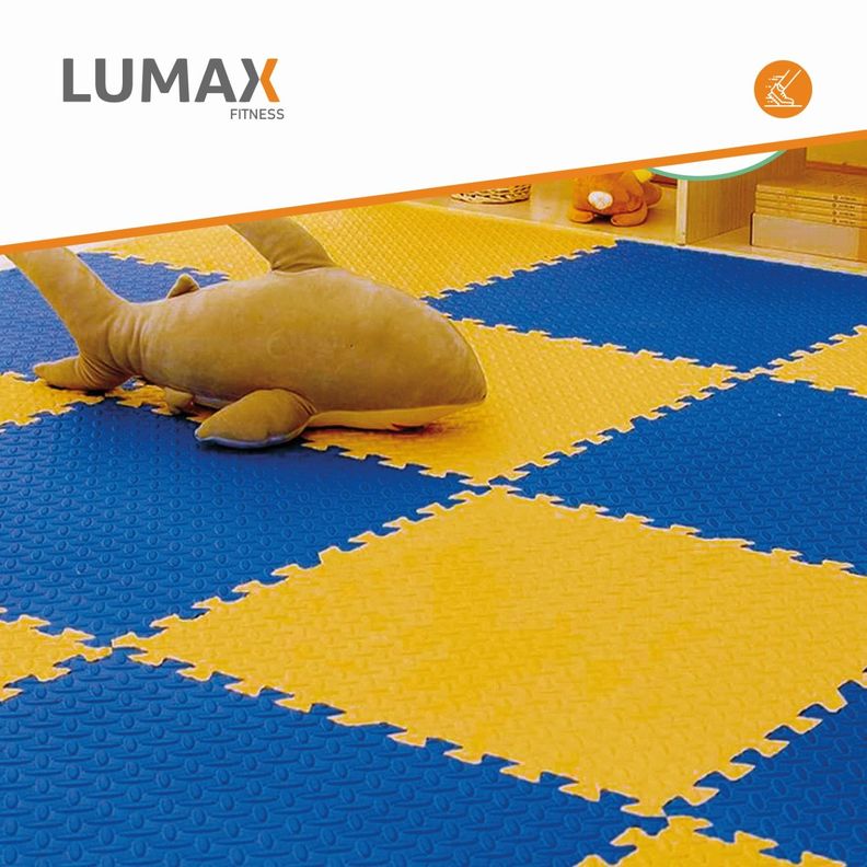 Set 10 Tatami Goma Eva 100x100x2cm Azul Y Amarillo-3