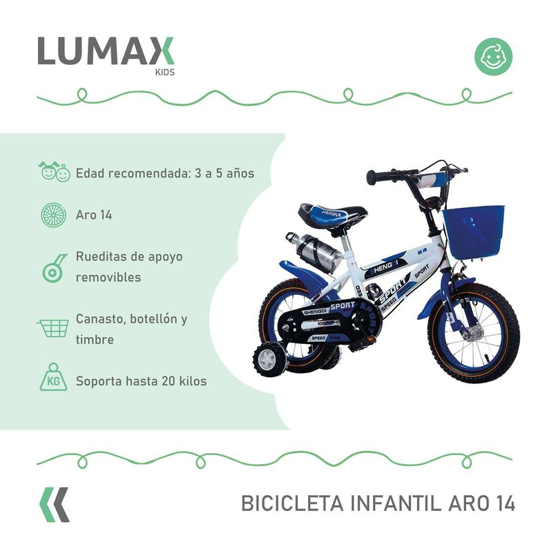 Bicicleta Infantil Lumax Aro 14 Color Azul-1
