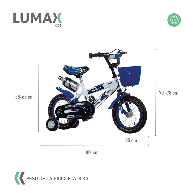 Bicicleta Infantil Lumax Aro 14 Color Azul-2