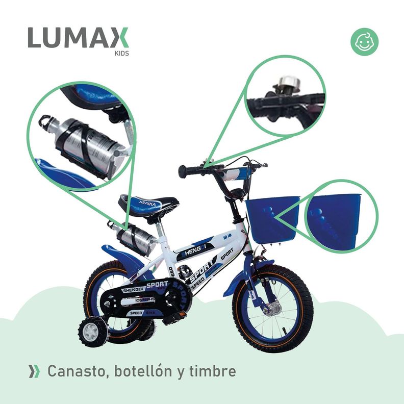 Bicicleta Infantil Lumax Aro 14 Color Azul-6